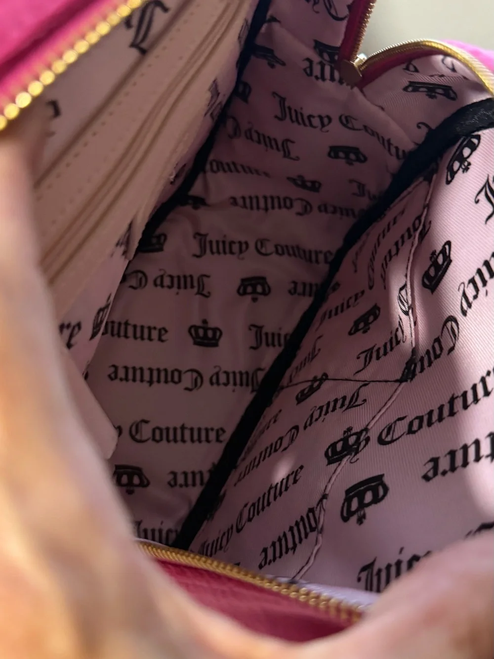 Juicy Couture Hot Pink Velvet Mini Backpack with Pom Charm